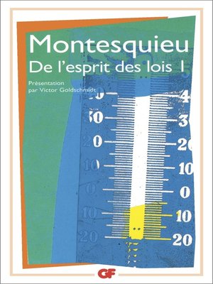 cover image of De l'esprit des lois, Tome 1